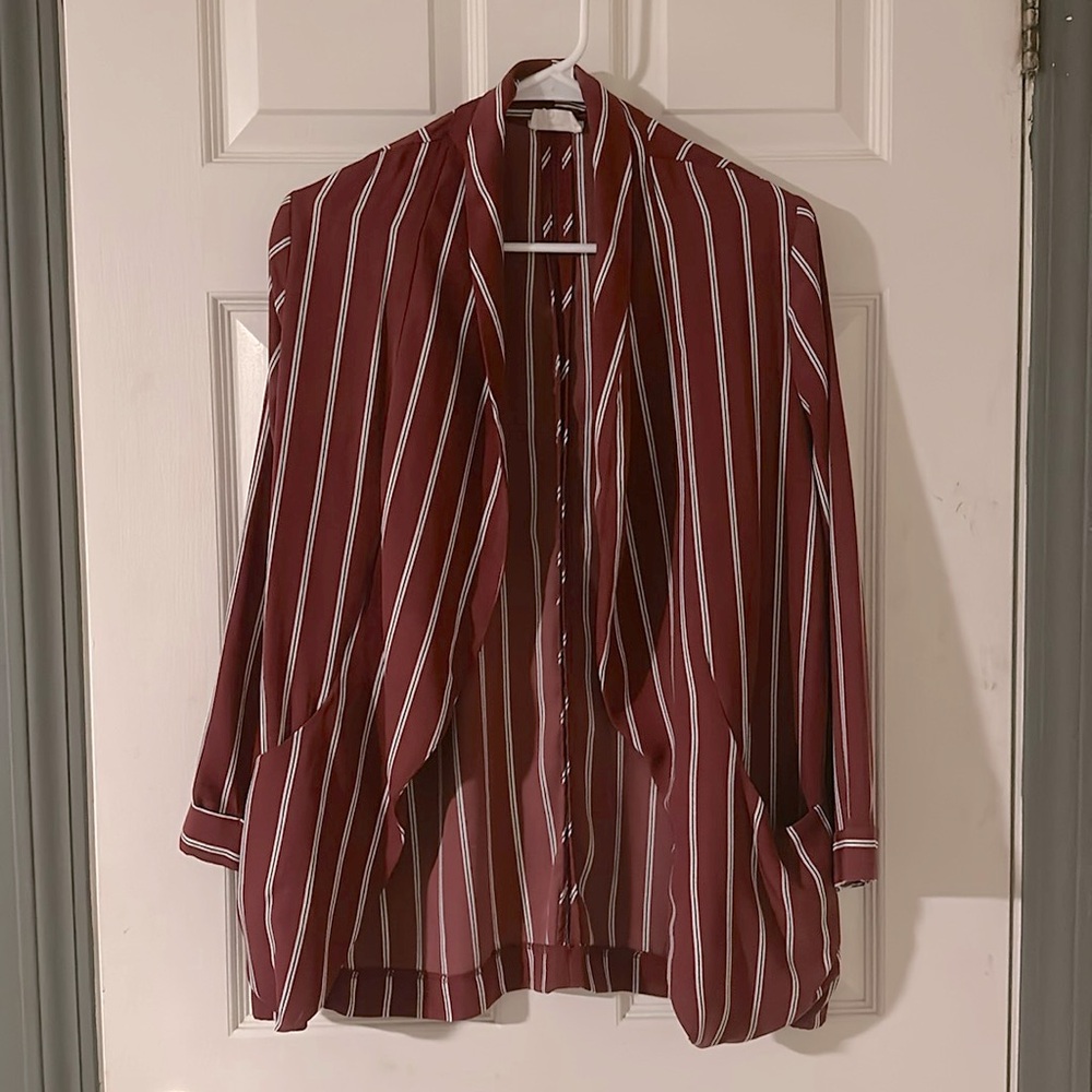 Sienna Sky, striped open front blazer
